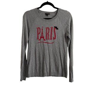 Talbots Women’s SZ XS Gray Long Sleeve Paris Eifel Tower Pullover Sweater